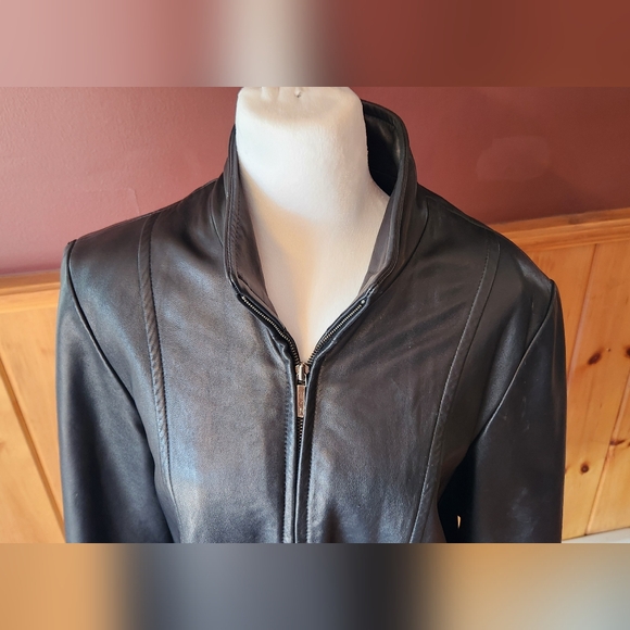 Worthington Genuine Lambskin Leather Jacket Size Medium Black Y2K - Picture 5 of 11